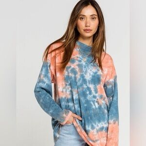 Free People We The Free Be Free Tie Dye Long Sleeve Oversized Tee